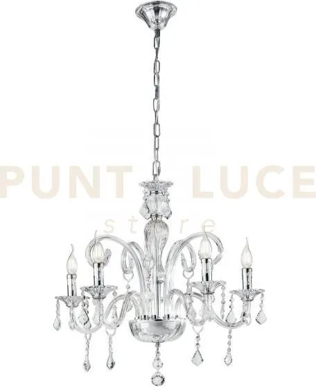 Lampadario cristallo trasparente 5 luci attacco e14 66x135cm