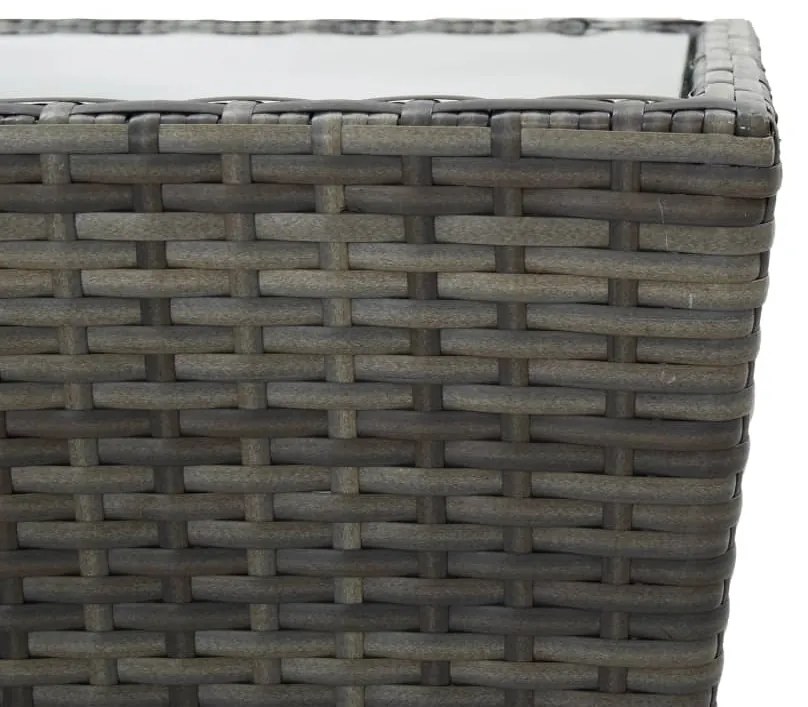 Tavolino grigio 41,5x41,5x43 cm in polyrattan e vetro temperato