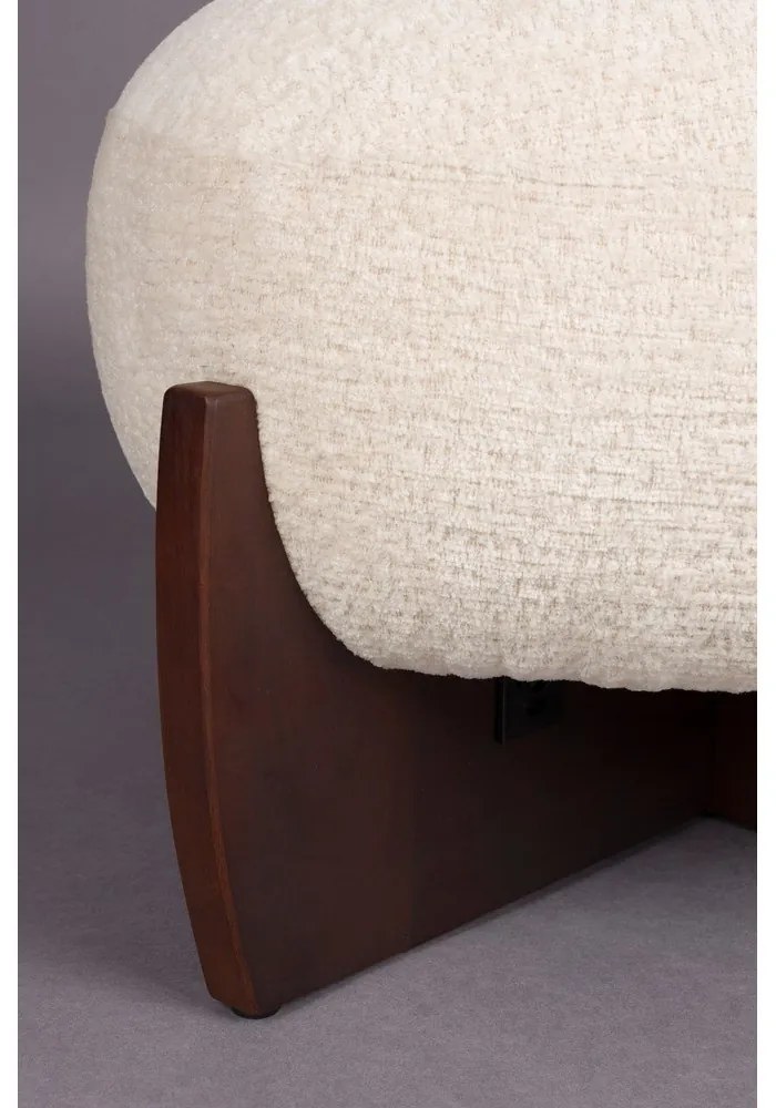 Poggiapiedi beige con rivestimento in bouclé Emilius – Dutchbone