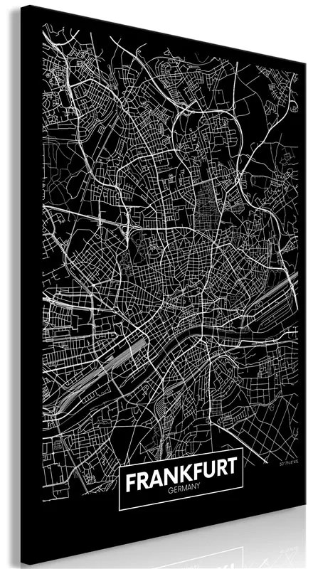 Quadro Dark Map of Frankfurt (1 Part) Vertical  Colore bianco e nero, Dimensioni e Misure 40x60