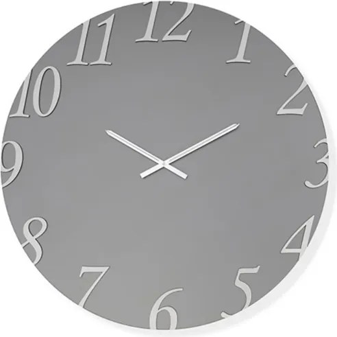 Orologio rotondo D80 cm GARRET in cristallo satinato Fumč e numeri Argento