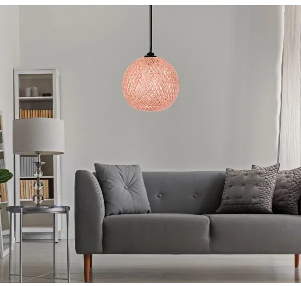 Lampadario su corda  JUTE 1xE27/60W/230V rosa
