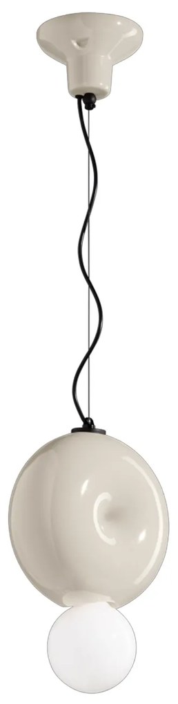 Sospensione Vintage Decò Bumbum 1 Elemento Ceramica Crema 1 Luce E27