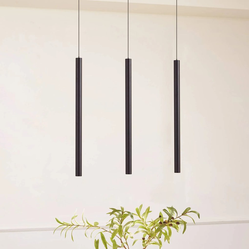 Lindby Sistema a binario 48V Lumaro, pendente, lampadina tubolare, a 3 luci, nero