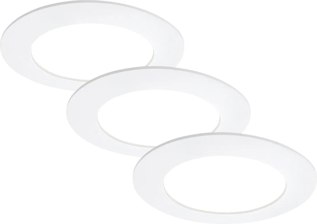 Set 3 Faretti Incasso Moderno Flat On Plastica Bianco Led 7W 4000K