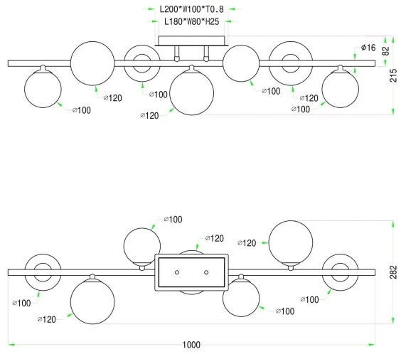 Wofi 7014-705W - Lampadario a plafone LED VILLA 7xG9/3W/230V nero