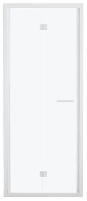 Porta doccia pieghevole Record, L 87-91 cm x H 195 cm x SP 6 mm, profilo bianco, vetro smerigliato