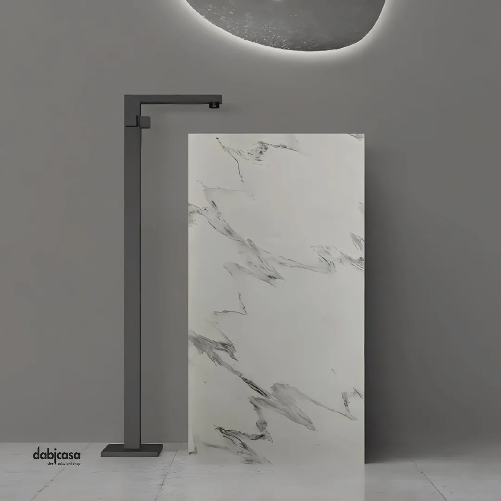 Lullaby "Lagoon" Lavabo Freestanding Da 45x40 Cm Con Scarico a Parete Finitura Bianco Venato