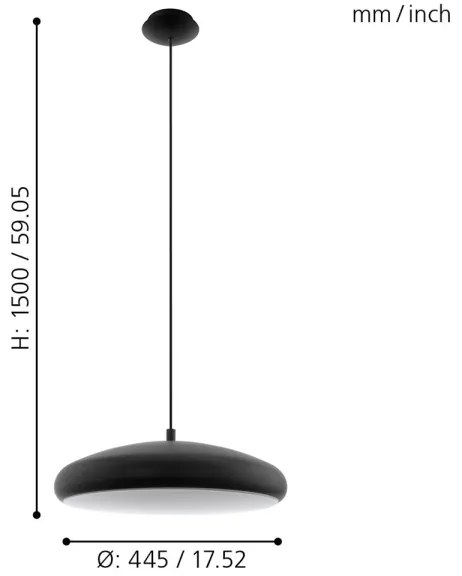 Eglo 33328 - LED RGBW Lampadario dimmerabile a sospensione con filo RIODEVA-C LED/27W/230V nero