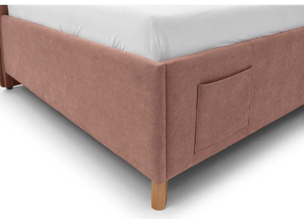 Letto da bambini con sponde rosa imbottito con contenitore con rete inclusa 90x200 cm Fun – Meise Möbel