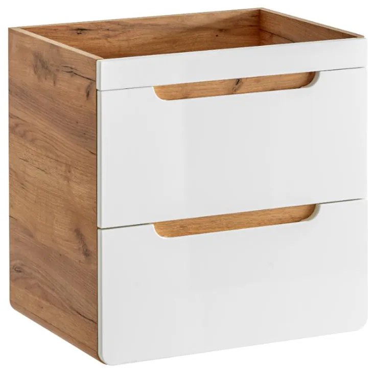 Mobile sotto lavabo sospeso colore naturale e bianco - 60 cm - ARUBA