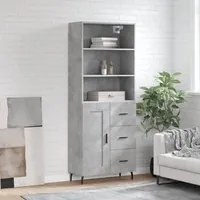 Credenza Grigio Cemento 69,5x34x180 cm in Legno Multistrato 3190041