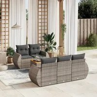 Set Divano da Giardino 6 pz con Cuscini Grigio in Polyrattancod mxl 116779