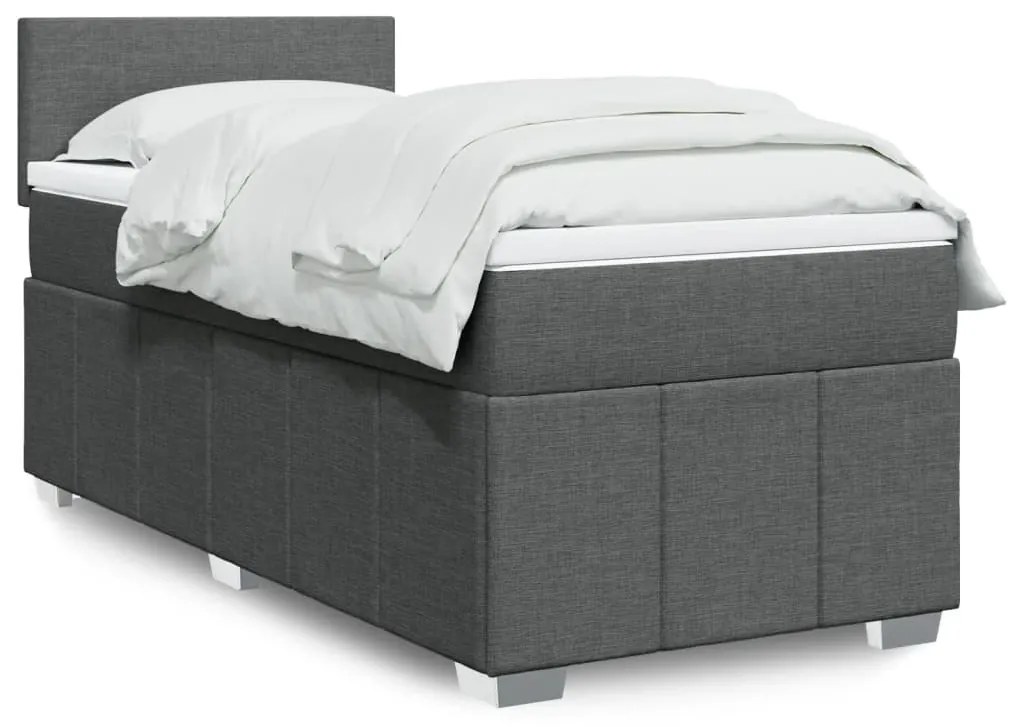 Giroletto A Molle Con Materasso Grigio Scuro 90x190 Cm Tessuto /