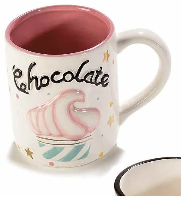 Tazza Mug Cupcake - Ceramica - Decoro in rilievo e dettagli oro Bianco