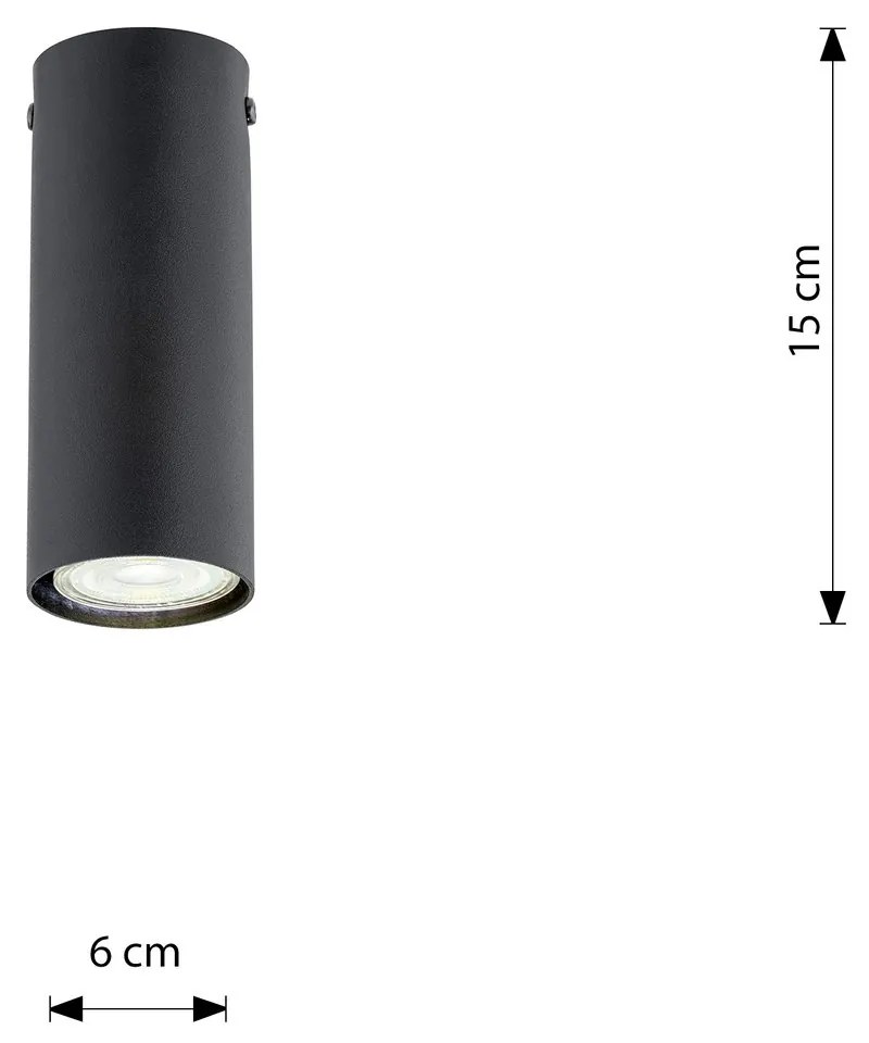 Plafoniera Moderna Faretto Tecno 1 Luce Acciaio Nero 15 Cm