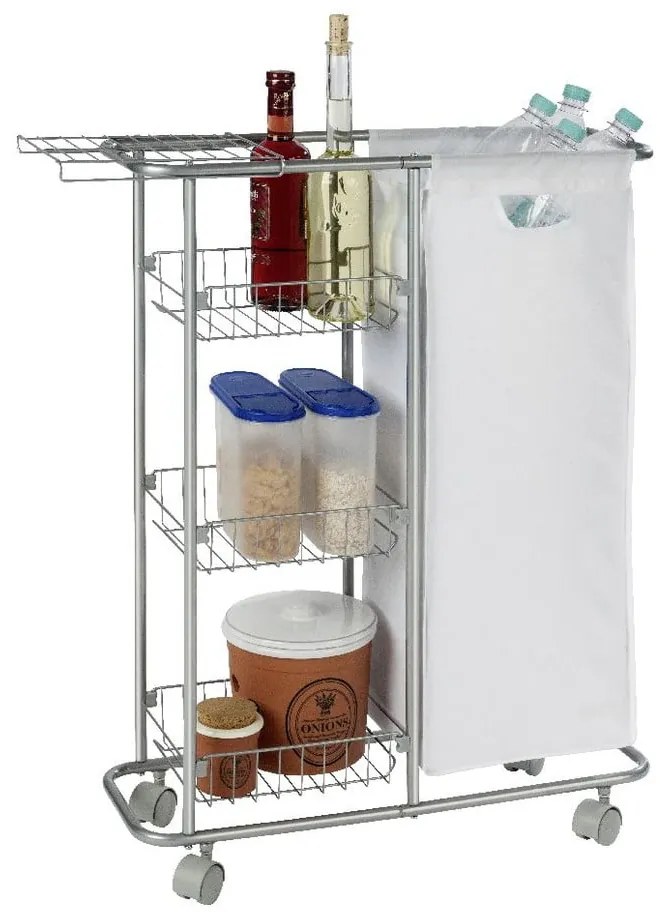 Scaffale mobile universale con cestino , 28 l Slim - Wenko