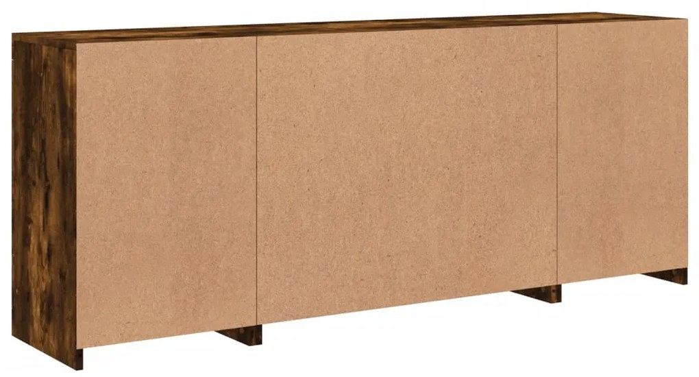 Credenza con Luci LED Rovere Fumo 163x37x67 cm