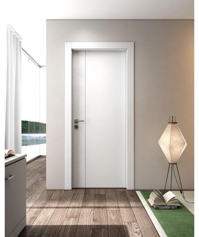 Porta battente Incanto V bianco latte L 60 x H 210 cm reversibile