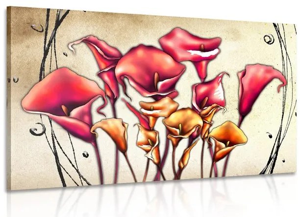 Quadro su tela – Fiori rossi di calla