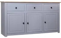 Credenza Grigia 135x40x80 cm in Legno Massello di Pino Panama 282704