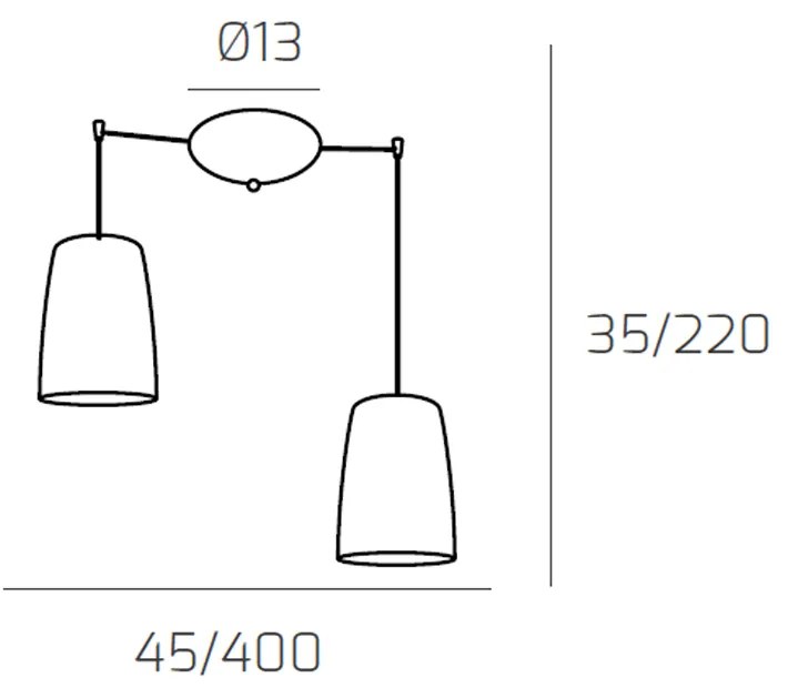 Sospensione Contemporanea Shaded Metallo E Vetro Cromo 2 Luci E27