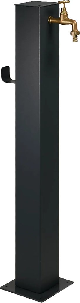 Fontana da Giardino Design a Colonna Quadrata Rubinetto in Ottone e Base 5 mm Antracite...