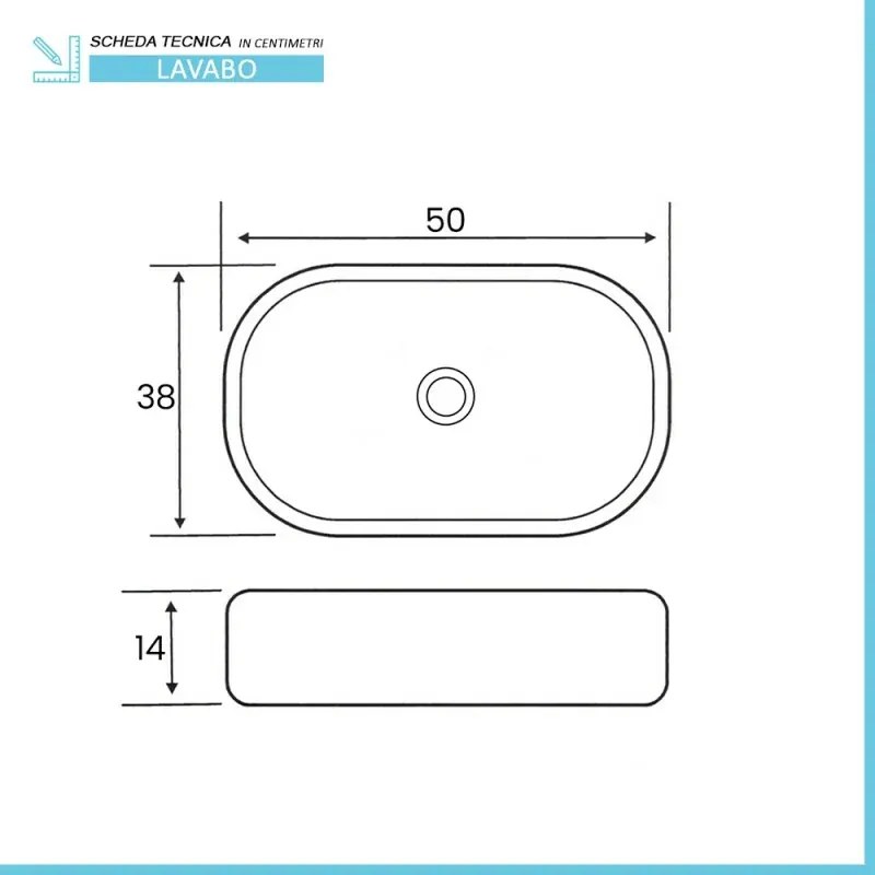 Lavabo da appoggio ovale 50x38 cm effetto marmo bianco Tokyo