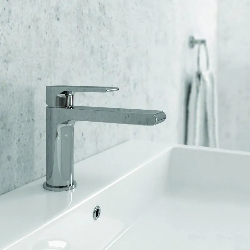 Kamalu - miscelatore lavabo design minimale con finitura cromata | ele-180l