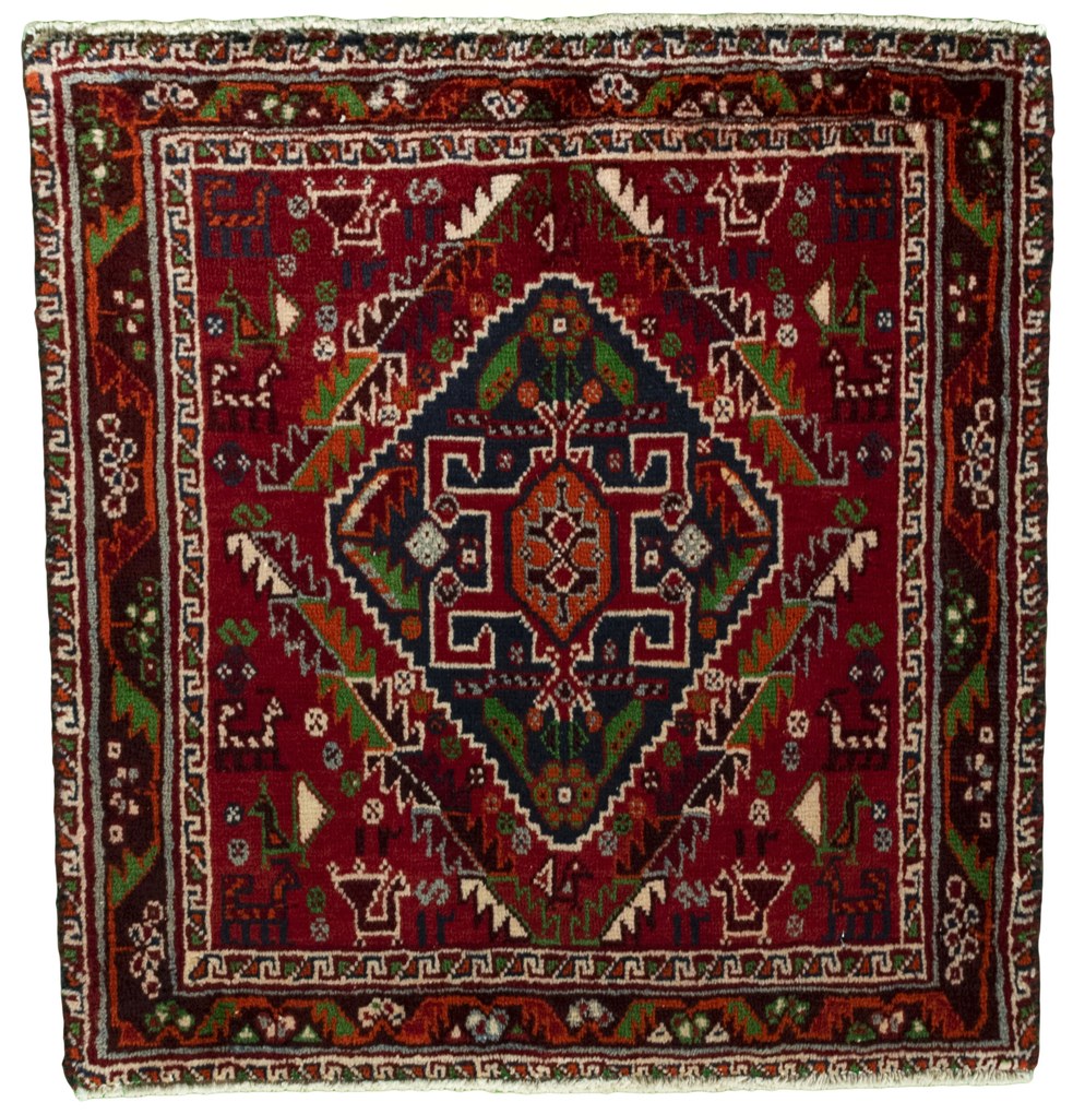 Shiraz Tappeto persiano 60 x 60 Rosso (Iran) Annodato A Mano