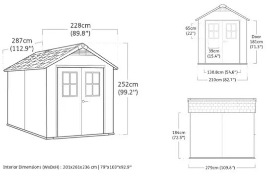 Casetta Da Giardino In Resina 228x287x252H Cm Newton 759 Effetto Legno Keter