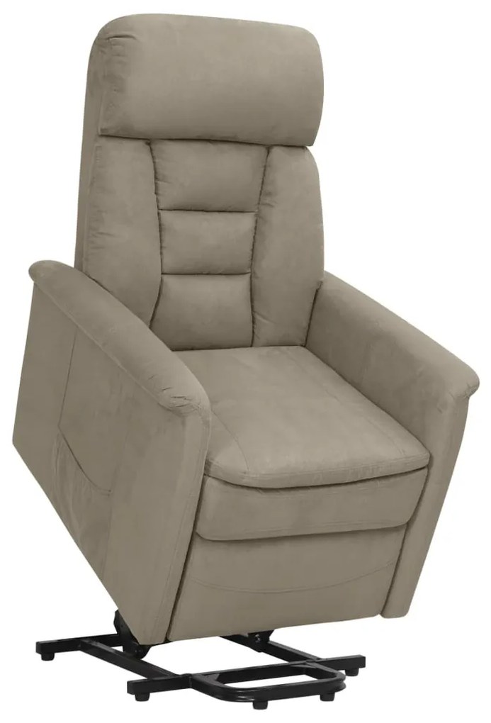 Poltrona Alzapersona Reclinabile Grigio Chiaro İn Scamosciato /