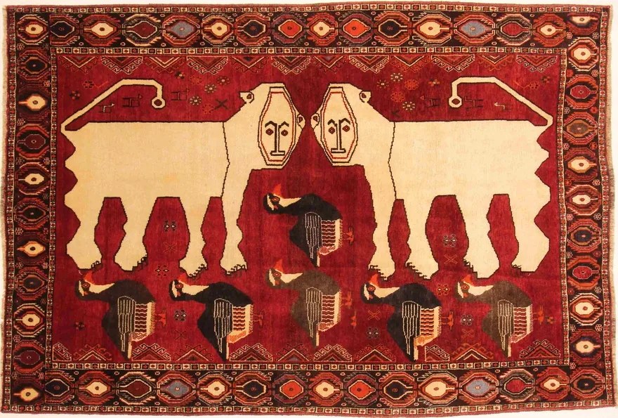 Gashghai Tappeto 150 x 220 Rosso (Iran) Annodato A Mano