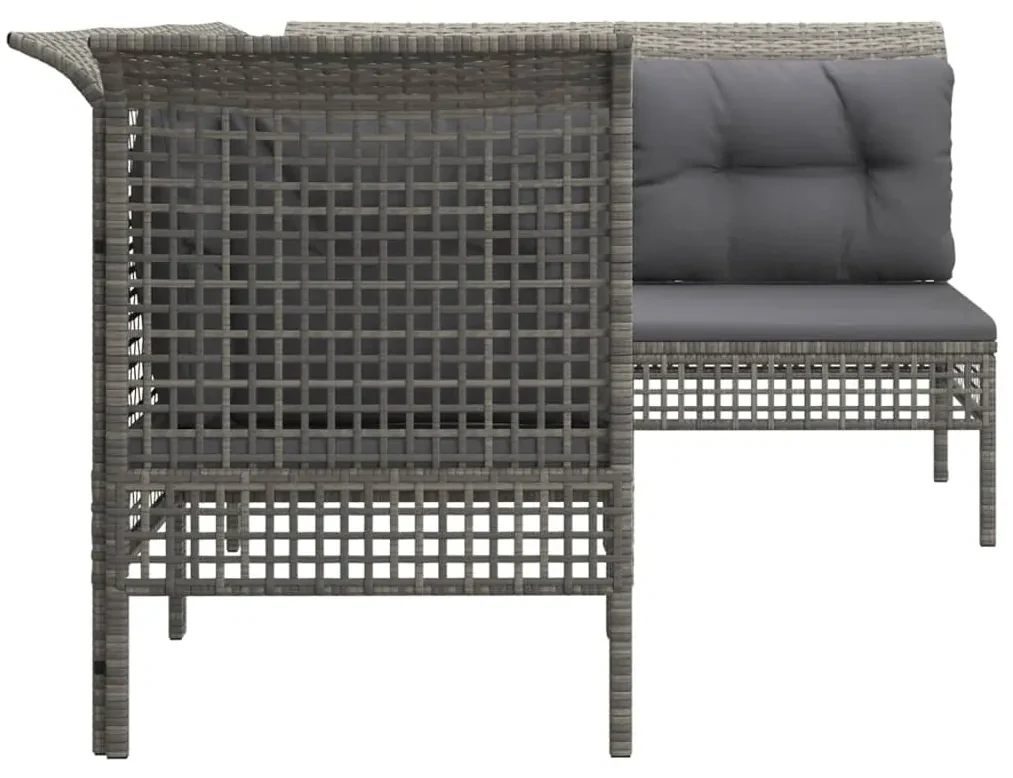 Set divani da giardino 4 pz con cuscini in polyrattan grigio