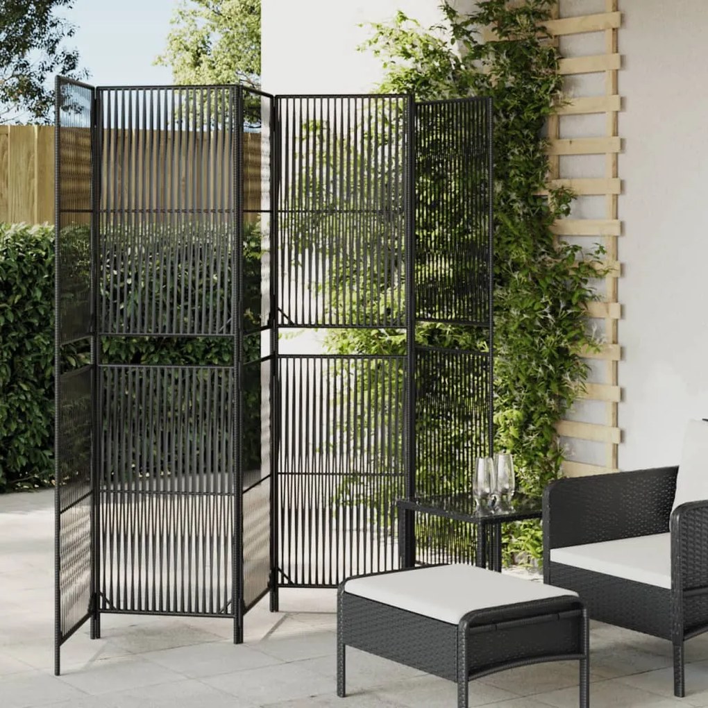 Divisorio Per Ambienti A 6 Pannelli Nero İn Polyrattan /