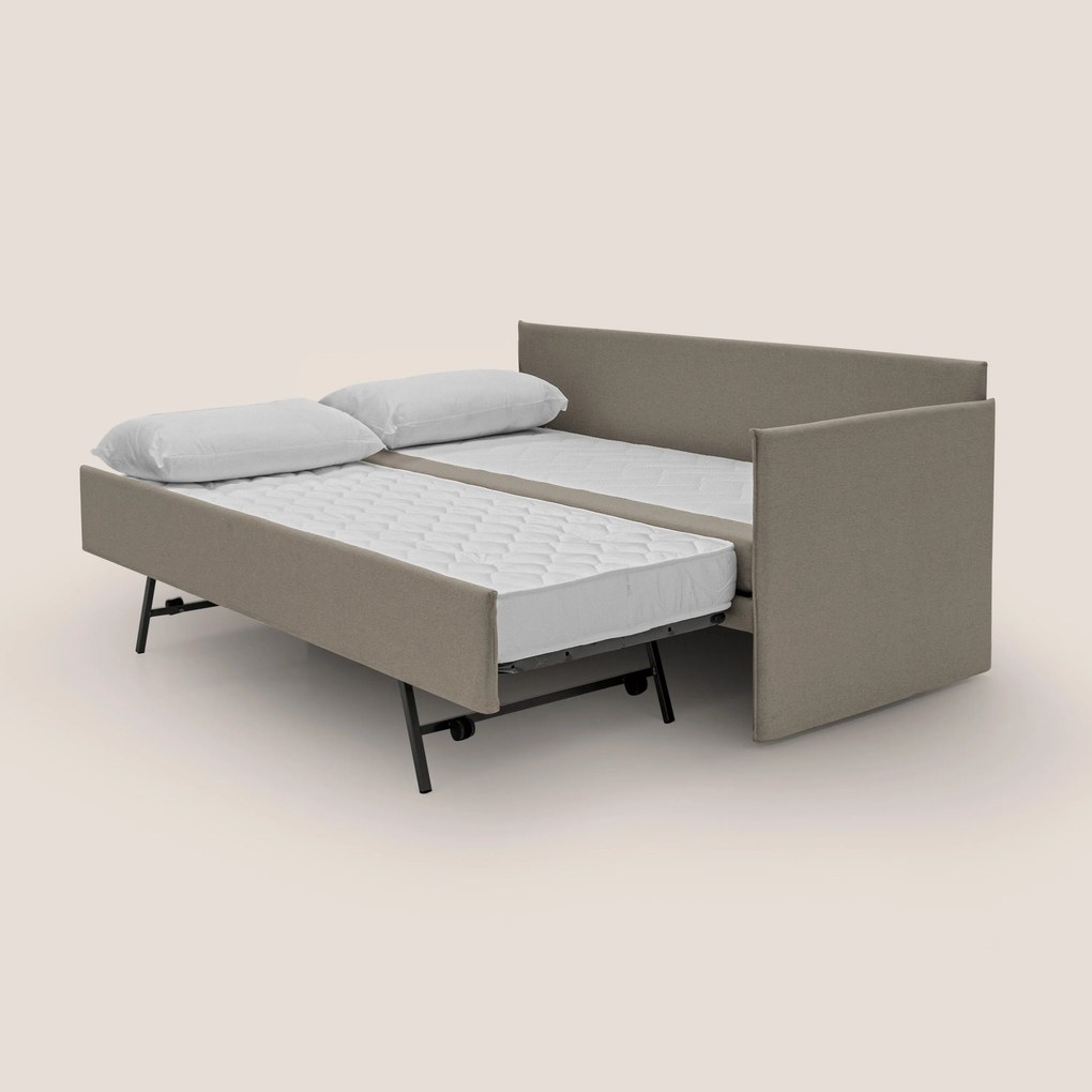 Durini Divano duplex con doppio letto in tessuto simil cotone impermeabile T13 tortora