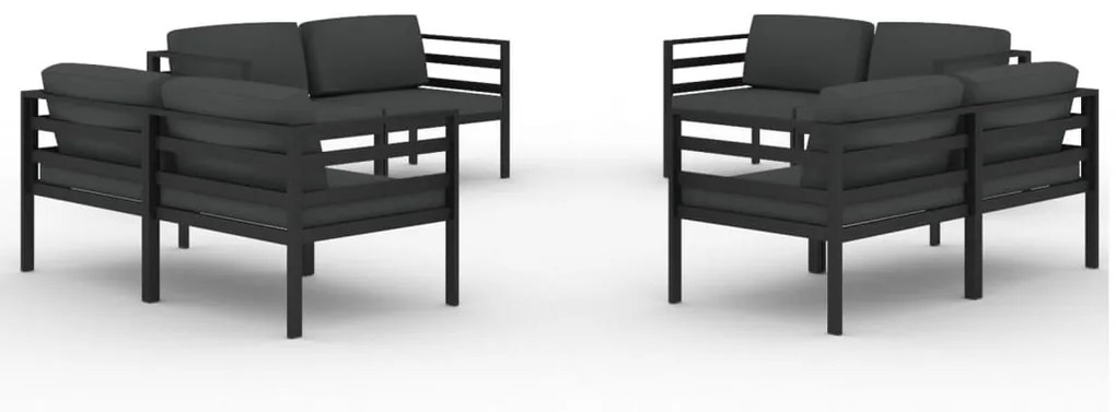 Set divani da giardino 8 pz con cuscini in alluminio antracite