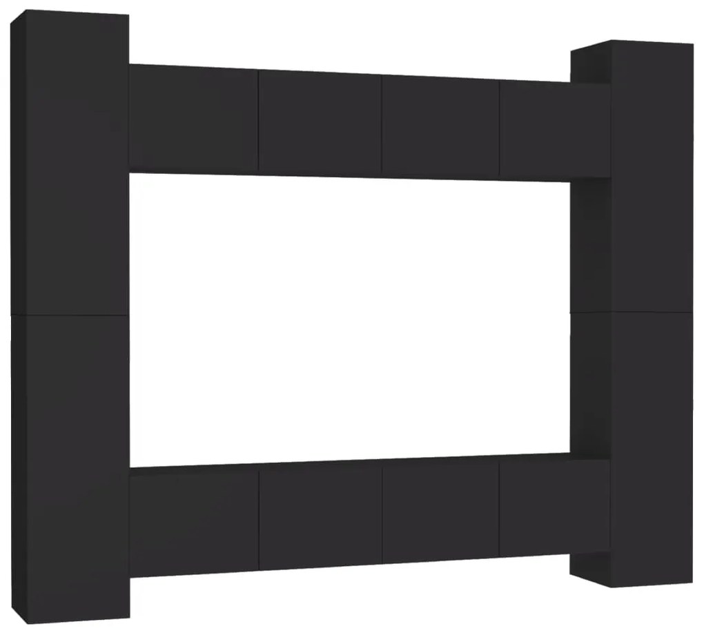 Set di mobili porta tv 8 pz nero in legno multistrato