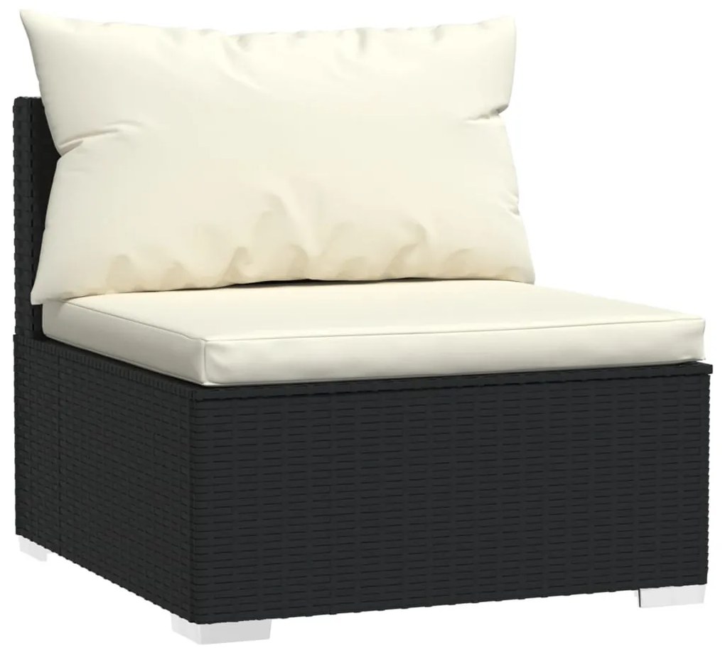 Set Divani da Giardino 9 pz con Cuscini in Polyrattan Nero