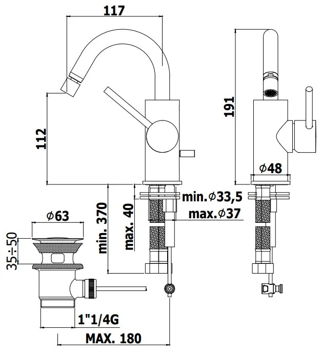 Paffoni Light Lig137 Miscelatore Bidet Canna Ad Ombrello Con Sistema Di Scarico Piletta Cromo