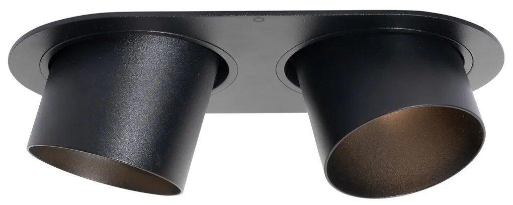 Set di 6 faretti da incasso neri GU10 70mm orientabili a 2 luci - Installa