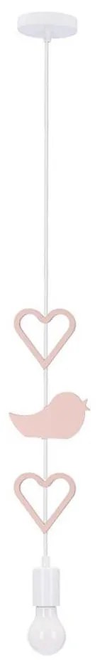 Lampadario a sospensione per cameretta HEART 1xE27/20W/230V rosa/bianco
