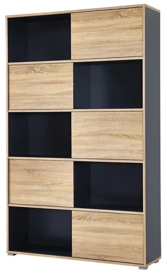 Libreria nera in rovere 120x196 cm Slide - Germania