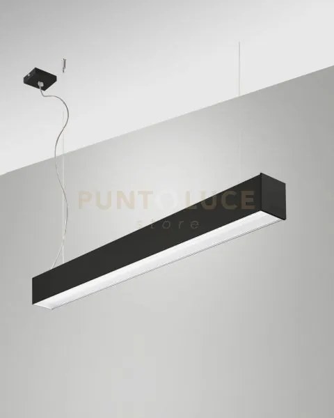 Turner sospensione nera led 29w 3000k 3470lm prismatic ip40 100cm d...
