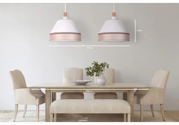 Duolla - Lampadario a sospensione con filo AVIGNON 2xE27/15W/230V bianco/beige