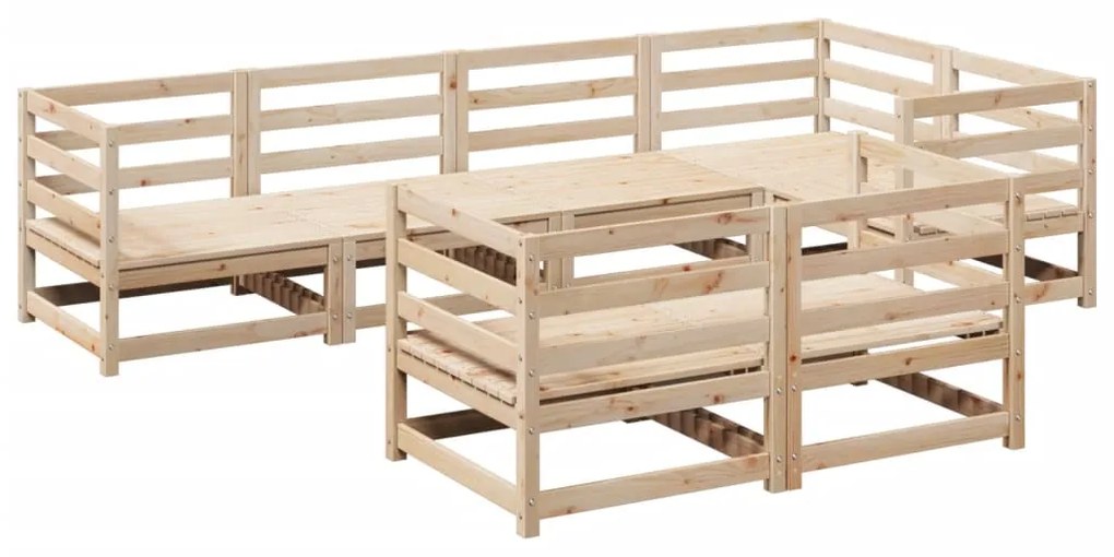 Set divani da giardino 7 pz in legno massello di pino