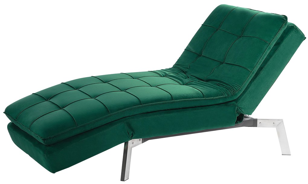 Chaise longue regolabile in velluto verde smeraldo LOIRET Beliani