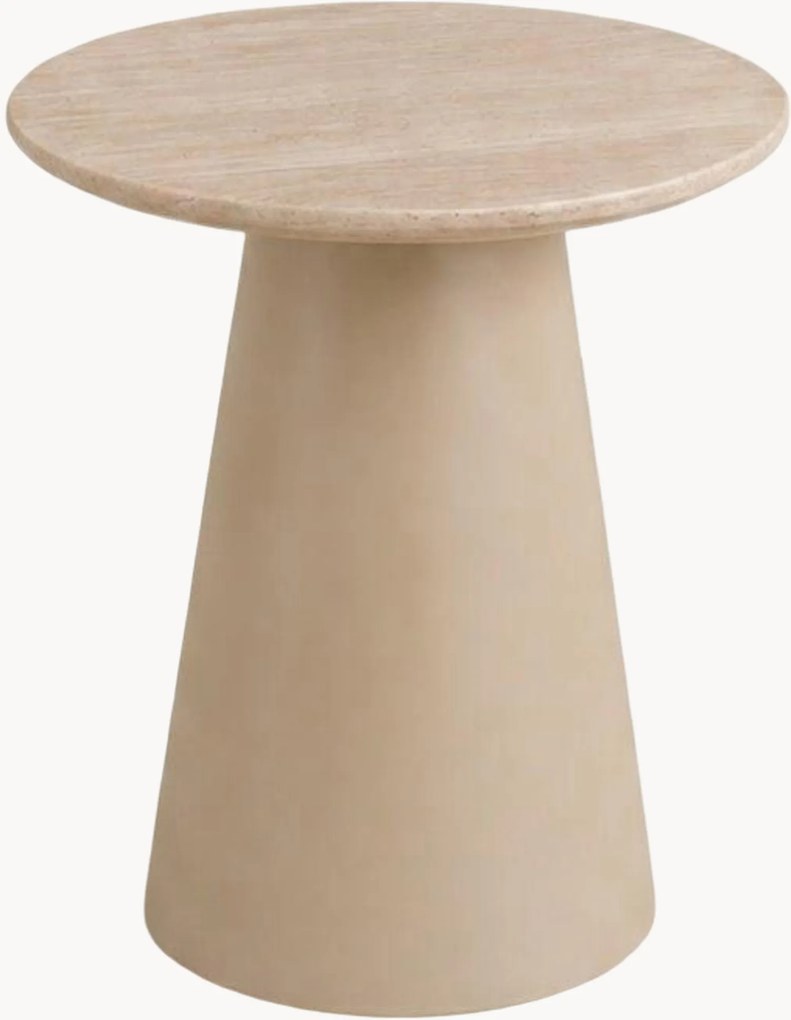 Tavolino da salotto rotondo effetto travertino Jade