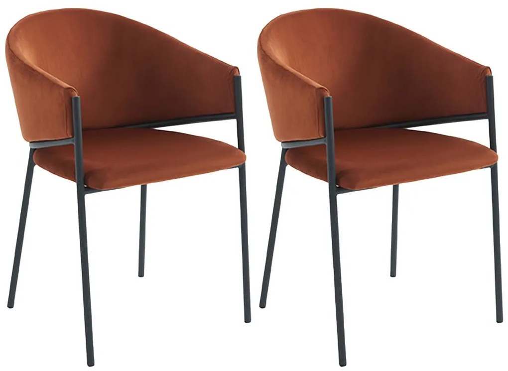Sedia con braccioli in Velluto e Metallo Nero Terracotta - Lotto di 2 - ORDIDA di Pascal MORABITO