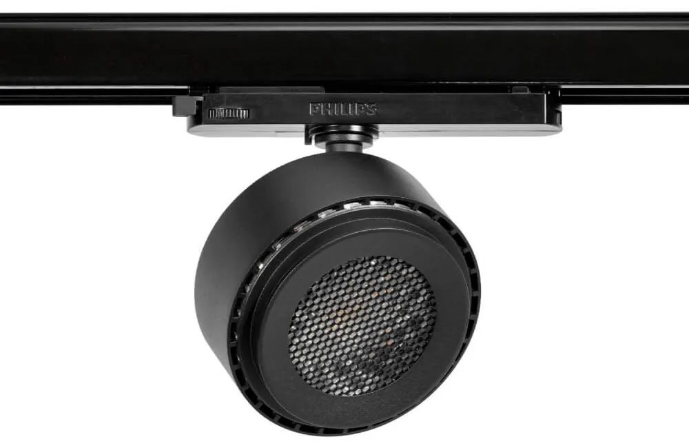 Faro LED 34W,Trifase, Regolabile 15°-60° Nero con driver Philips CRI97 UGR11 Colore Bianco Variabile CCT